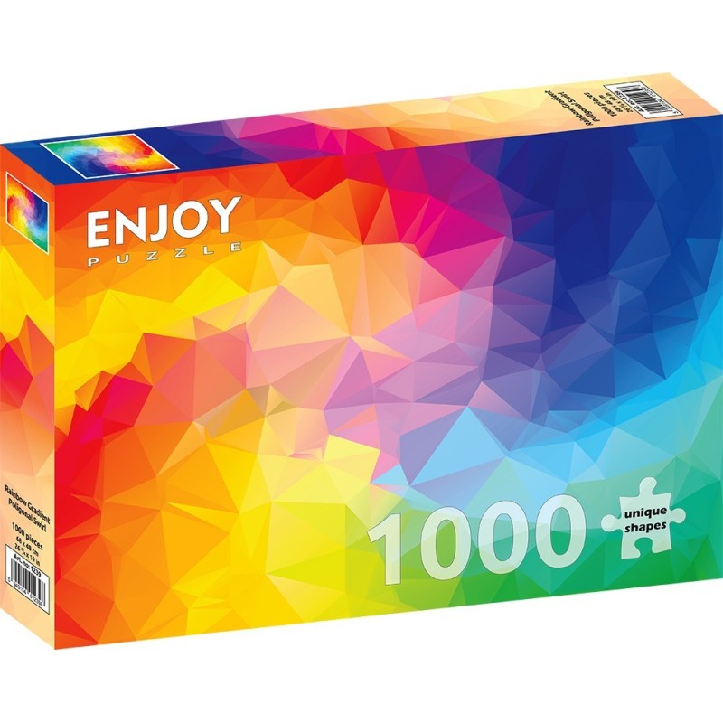 Puzzle 1000 piese Enjoy - Rainbow Gradient Poligonal Swirl + folii pentru lipit puzzle (Enjoy-5239)