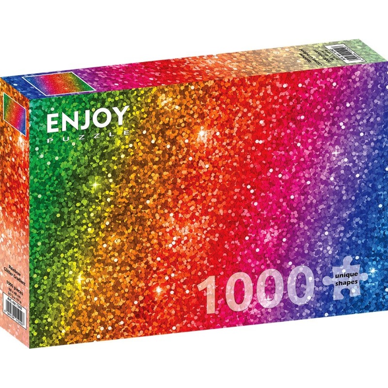 Puzzle 1000 piese Enjoy - Rainbow Glitter Gradient + folii pentru lipit puzzle (Enjoy-5242)