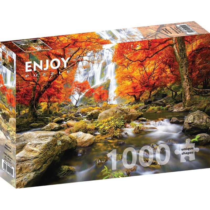 Puzzle 1000 piese Enjoy - Autumn Waterfall + folii pentru lipit puzzle (Enjoy-5245)