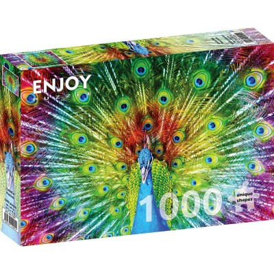 Puzzle 1000 piese Enjoy - Colorful Peacock + folii pentru...