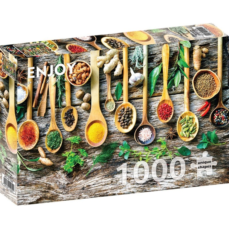 Puzzle 1000 piese Enjoy - Herbs and Spices + folii pentru lipit puzzle (Enjoy-5254)