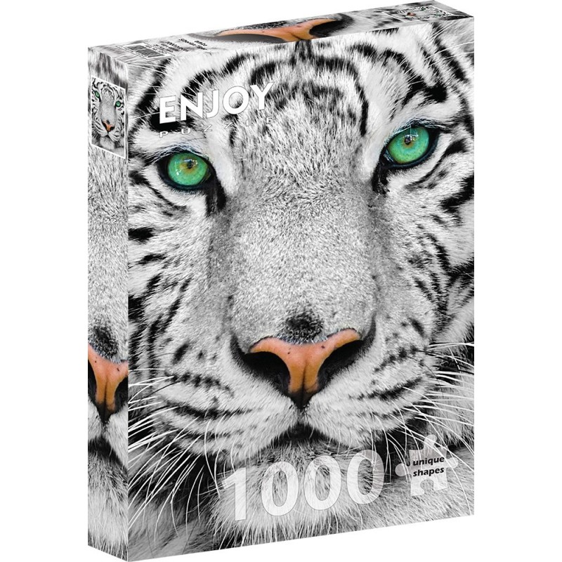 Puzzle 1000 piese Enjoy - White Siberian Tiger + folii pentru lipit puzzle (Enjoy-5257)