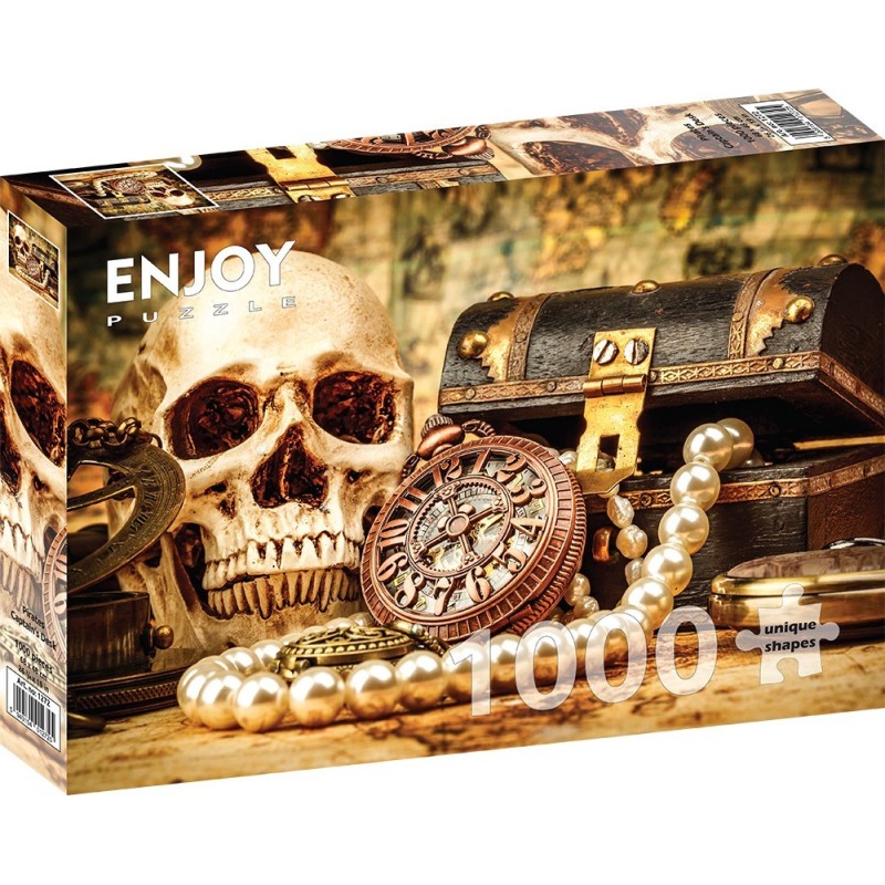 Puzzle 1000 piese Enjoy - Pirates Captain's Desk + folii pentru lipit puzzle (Enjoy-5272)