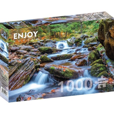 Puzzle 1000 piese Enjoy - Forest Stream in Autumn + folii...