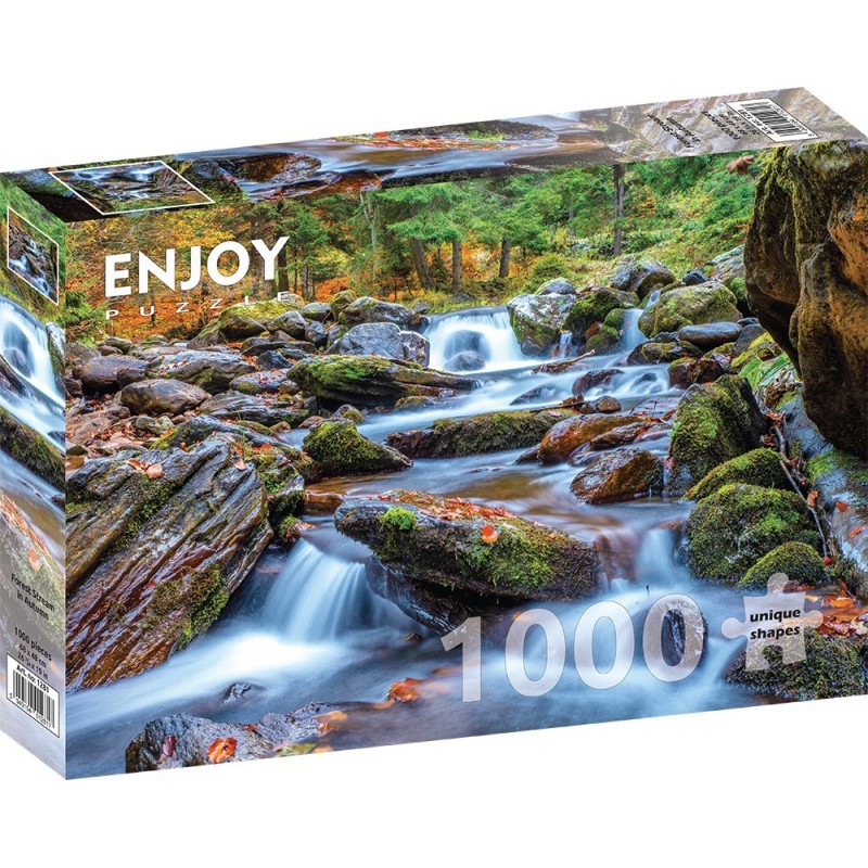 Puzzle 1000 piese Enjoy - Forest Stream in Autumn + folii pentru lipit puzzle (Enjoy-5281)