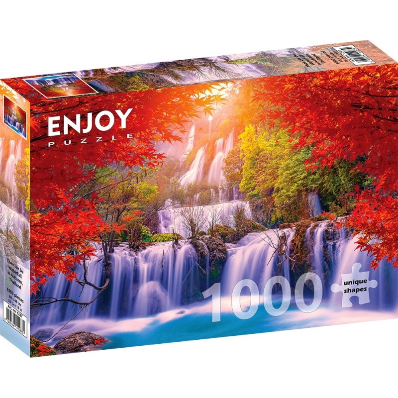 Puzzle 1000 piese Enjoy - Thee Lor Su Waterfall in Autumn, Thailand + folii pentru lipit puzzle (Enjoy-5287)