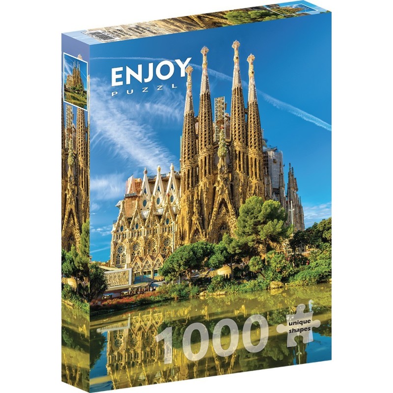 Puzzle 1000 piese Enjoy - Sagrada Familia Basilica, Barcelona + folii pentru lipit puzzle (Enjoy-5299)