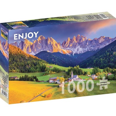 Puzzle 1000 piese Enjoy - Church in Dolomites Mountains,...