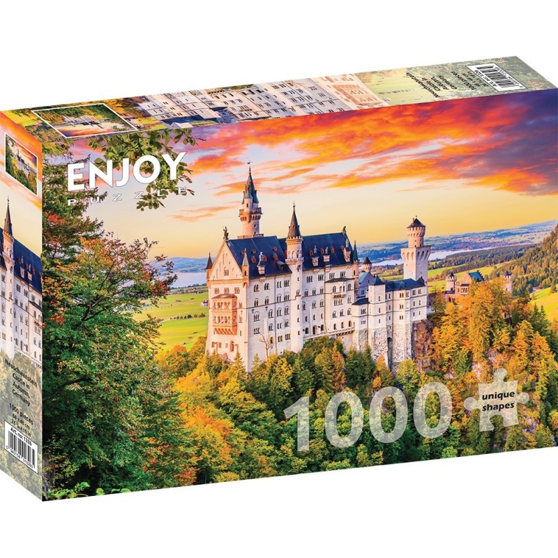 Puzzle 1000 piese Enjoy - Neuschwanstein Castle in Autumn, Germany + folii pentru lipit puzzle (Enjoy-5326)