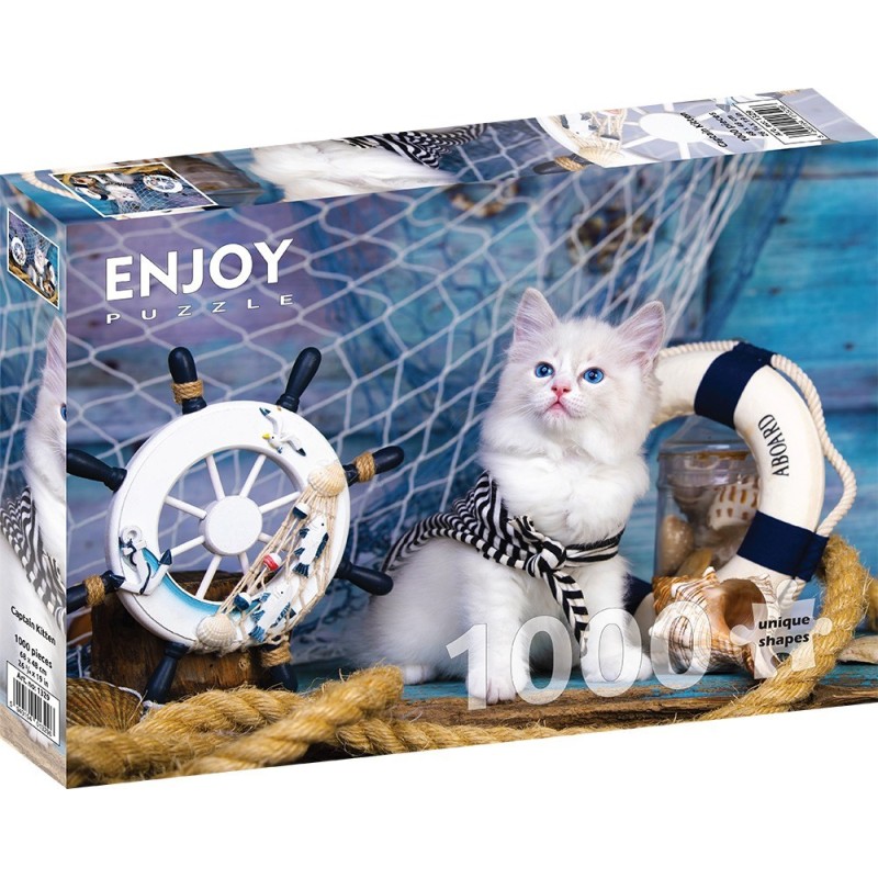 Puzzle 1000 piese Enjoy - Captain Kitten + folii pentru lipit puzzle (Enjoy-5329)