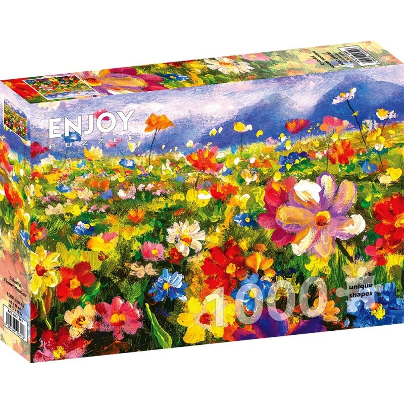 Puzzle 1000 piese Enjoy - Colorful Flower Meadow + folii pentru lipit puzzle (Enjoy-5341)