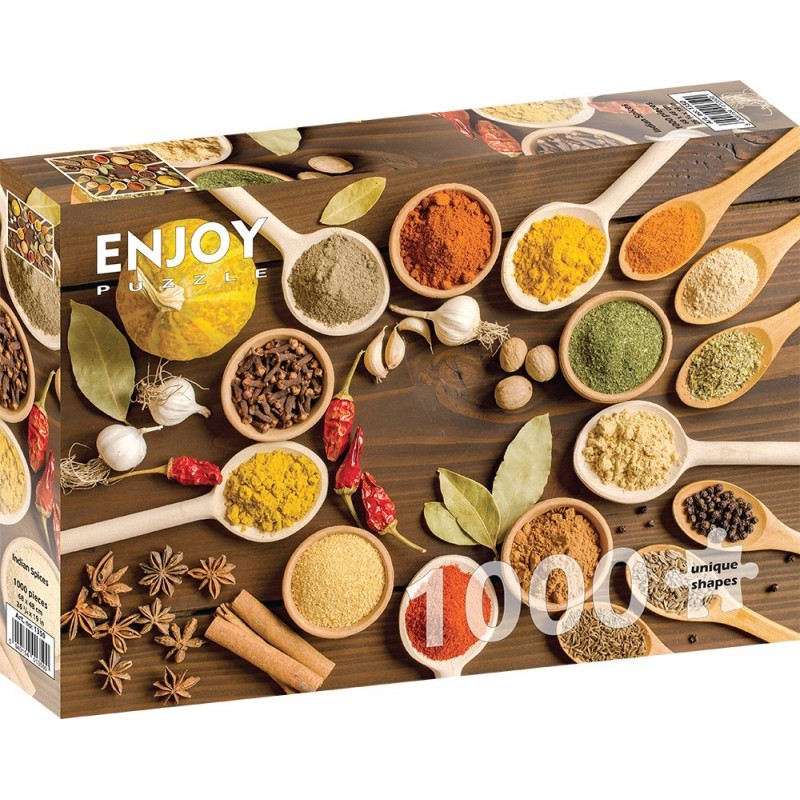 Puzzle 1000 piese Enjoy - Indian Spices + folii pentru lipit puzzle (Enjoy-5350)