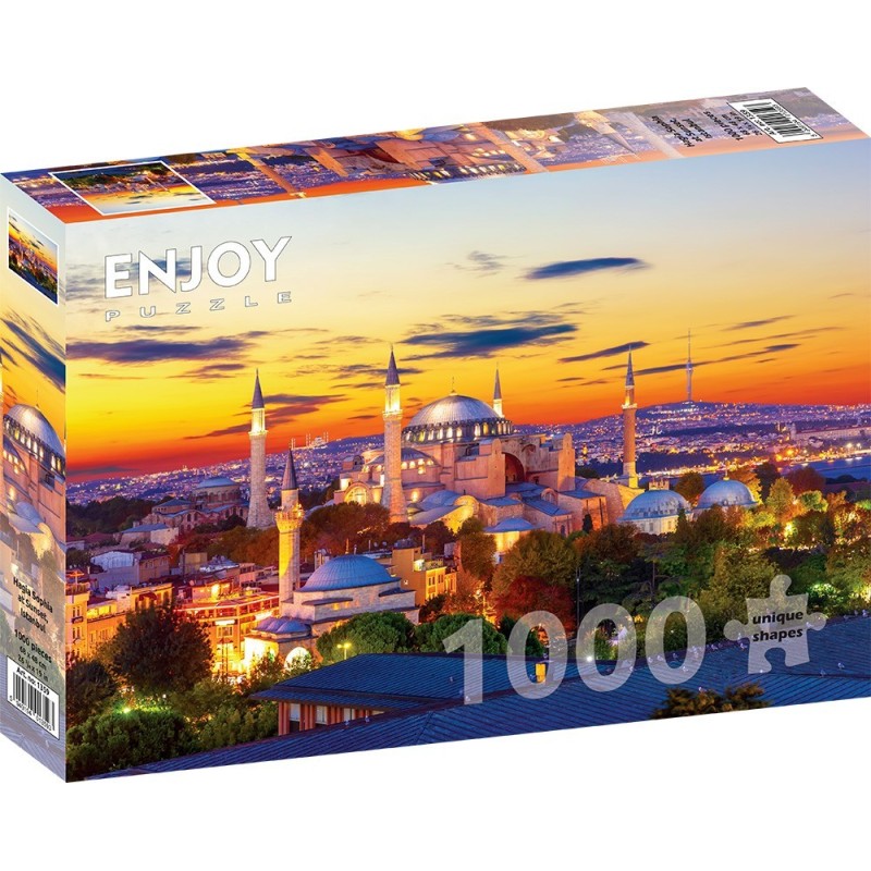 Puzzle 1000 piese Enjoy - Hagia Sophia at Sunset, Istanbul + folii pentru lipit puzzle (Enjoy-5359)