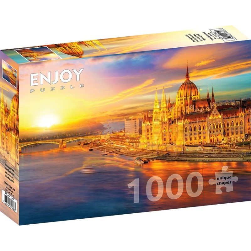 Puzzle 1000 piese Enjoy - Hungarian Parliament at Sunset, Budapest + folii pentru lipit puzzle (Enjoy-5362)