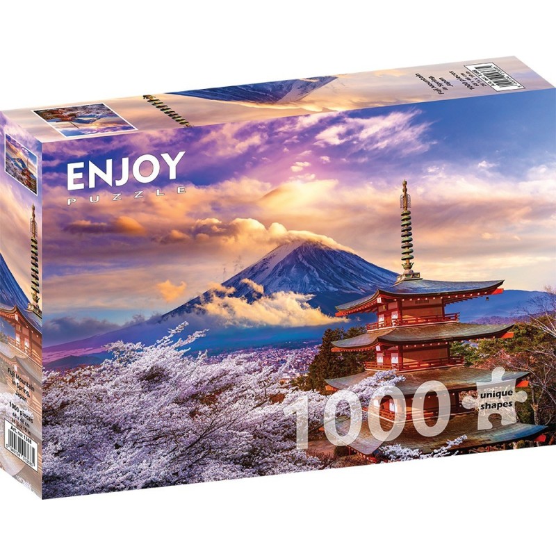 Puzzle 1000 piese Enjoy - Fuji Mountain in Spring, Japan + folii pentru lipit puzzle (Enjoy-5368)