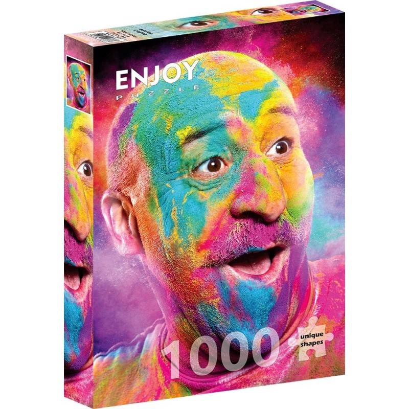 Puzzle 1000 piese Enjoy - Bold Man Laughing + folii pentru lipit puzzle (Enjoy-5377)