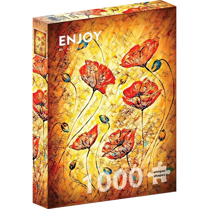 Puzzle 1000 piese Enjoy - Red Poppies Painting + folii pentru lipit puzzle (Enjoy-5380)