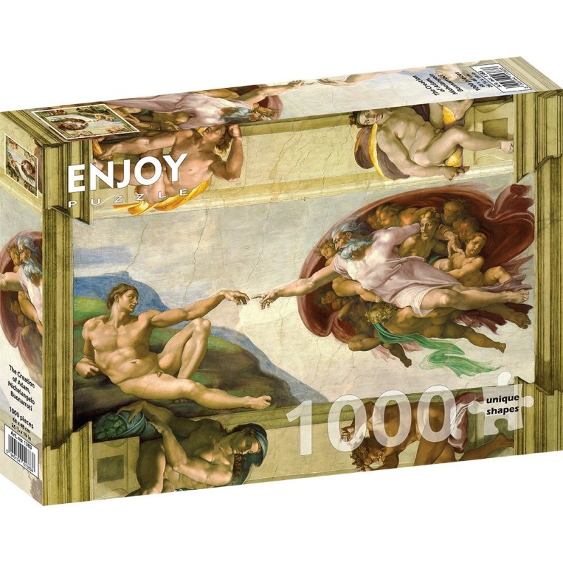 Puzzle 1000 piese Enjoy - Michelangelo Buonarroti: The Creation of Adam + folii pentru lipit puzzle (Enjoy-5383)