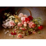 Puzzle 1000 piese Enjoy - Hans Buchner: A Basket of Roses and Carnations (Enjoy-1530)