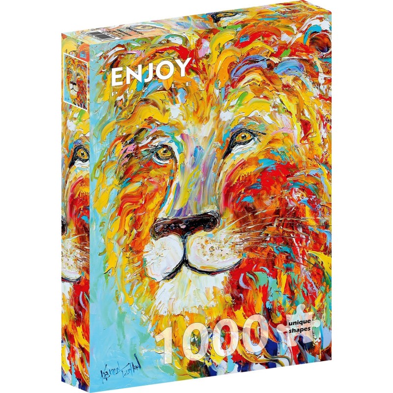 Puzzle 1000 piese Enjoy - Colorful Lion + folii pentru lipit puzzle (Enjoy-5416)