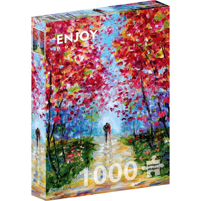 Puzzle 1000 piese Enjoy - Spring Blooms Romance + folii pentru lipit puzzle (Enjoy-5434)