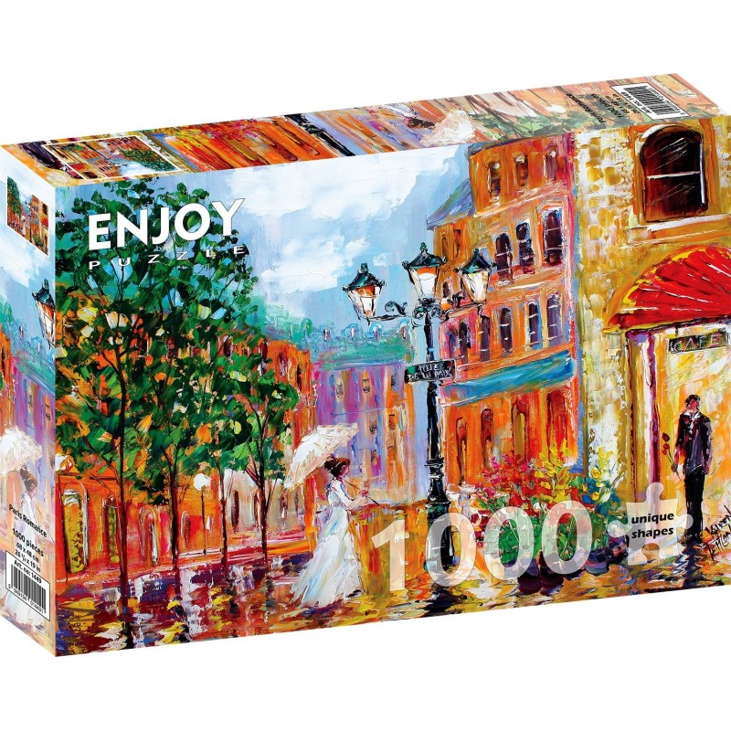 Puzzle 1000 piese Enjoy - Paris Romance + folii pentru lipit puzzle (Enjoy-5449)