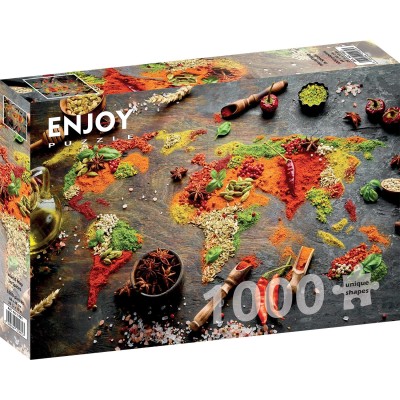Puzzle 1000 piese Enjoy - World Map in Spices + folii...