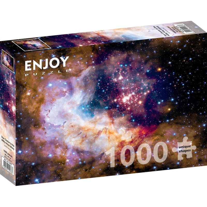 Puzzle 1000 piese Enjoy - Star Cluster in the Milky Way Galaxy + folii pentru lipit puzzle (Enjoy-5473)