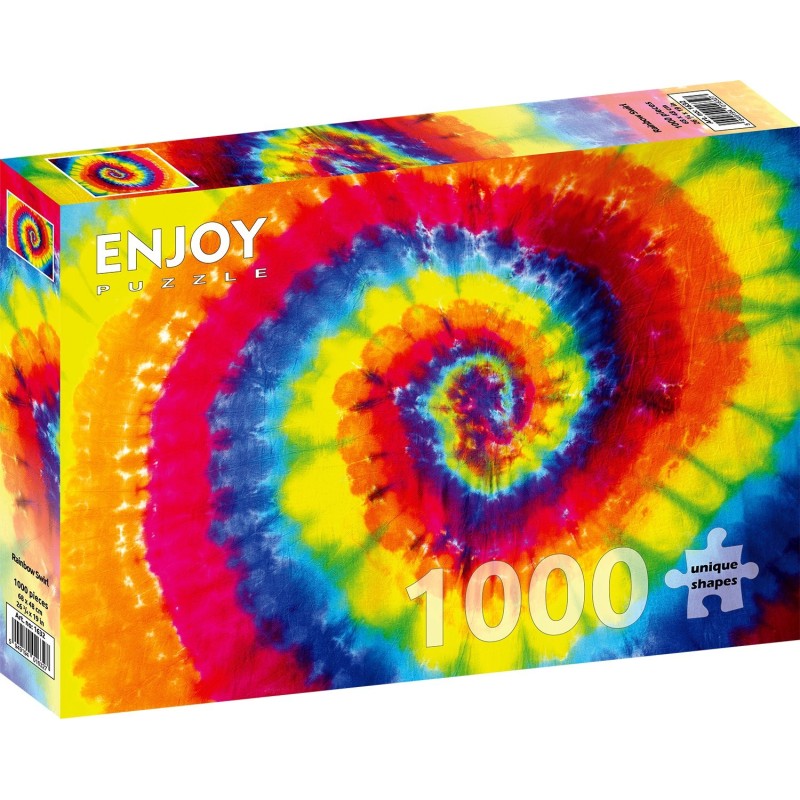 Puzzle 1000 piese Enjoy - Rainbow Swirl + folii pentru lipit puzzle (Enjoy-5632)