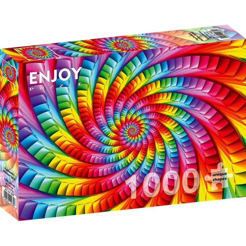 Puzzle 1000 piese Enjoy - Psychedelic Rainbow Spiral + folii pentru lipit puzzle (Enjoy-5635)