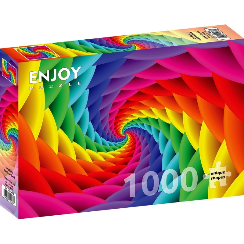 Puzzle 1000 piese Enjoy - Gradient Rainbow Swirl + folii pentru lipit puzzle (Enjoy-5638)