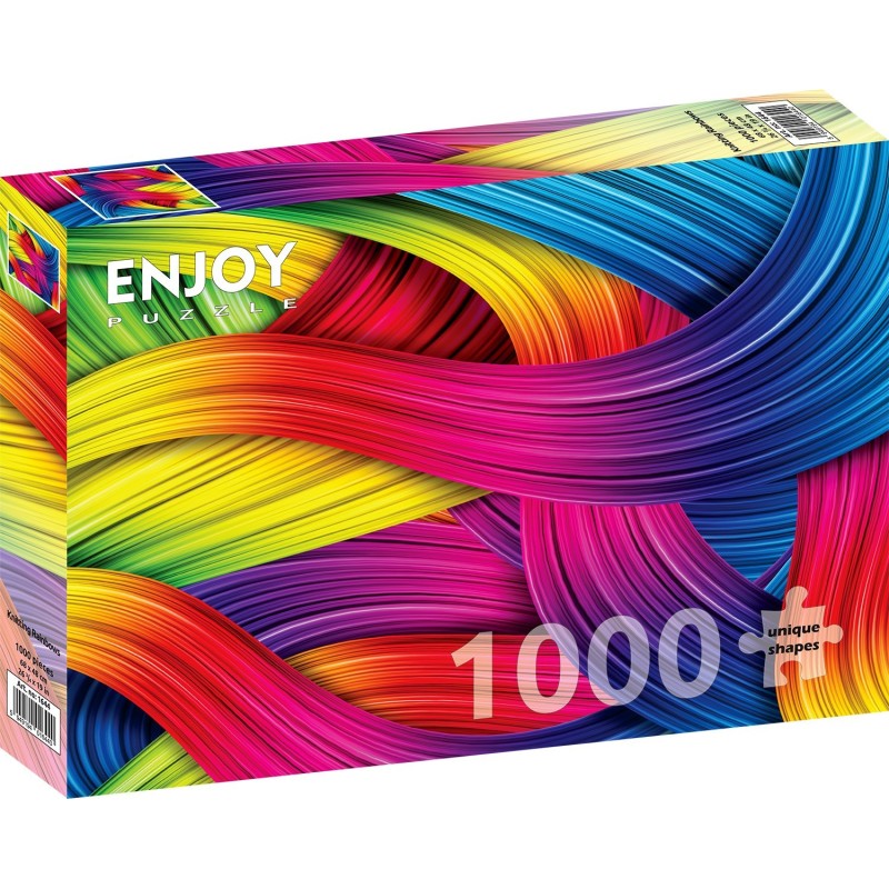 Puzzle 1000 piese Enjoy - Knitting Rainbows + folii pentru lipit puzzle (Enjoy-5644)