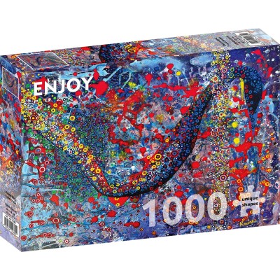 Puzzle 1000 piese Enjoy - Plume Bird + folii pentru lipit...