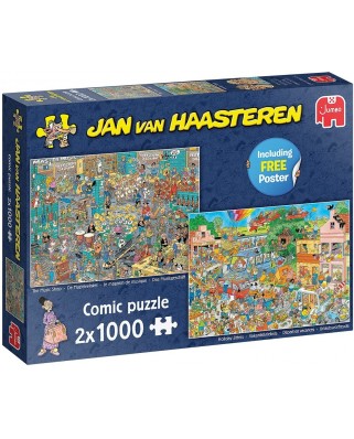 Puzzle 2x1.000 piese Jumbo - Jan Van Haasteren: The Music Shop / Holiday Jitters (Jumbo-20049)