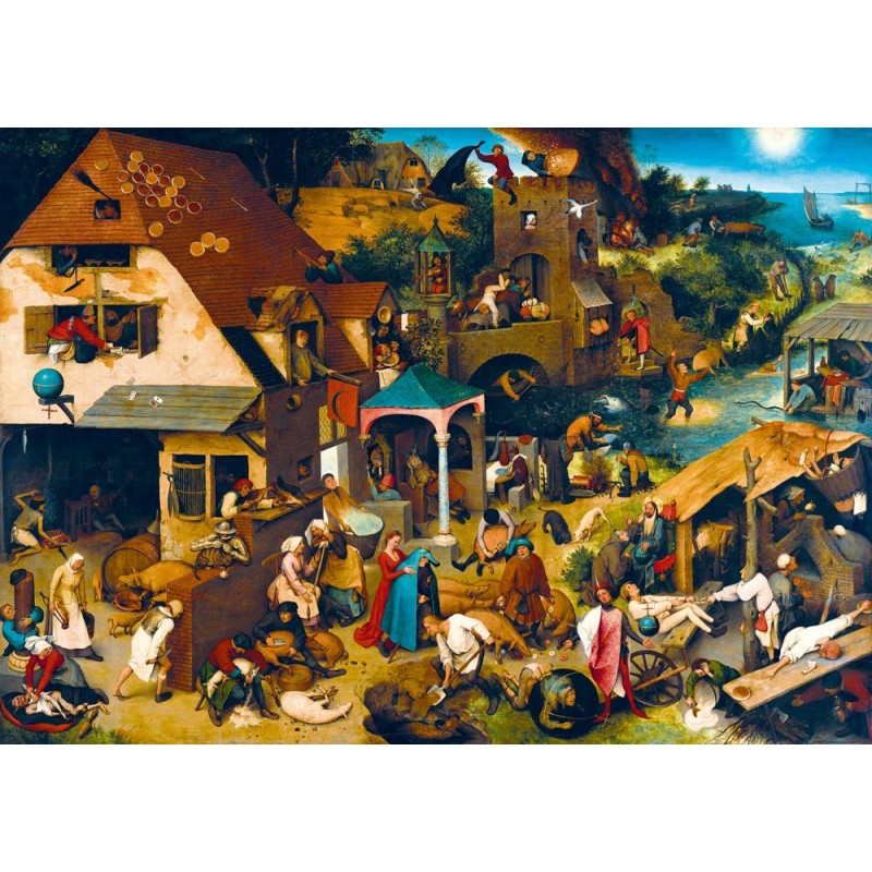 Puzzle 1000 piese Bluebird Puzzle - Pieter Bruegel: Netherlandish Proverbs, 1559 (Art-by-Bluebird-F-60226)