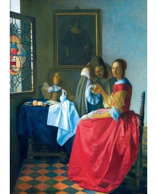 Puzzle 1000 piese Bluebird Puzzle - Johannes Vermeer: The Girl with the Wine Glass, 1659 (Art-by-Bluebird-F-60261)