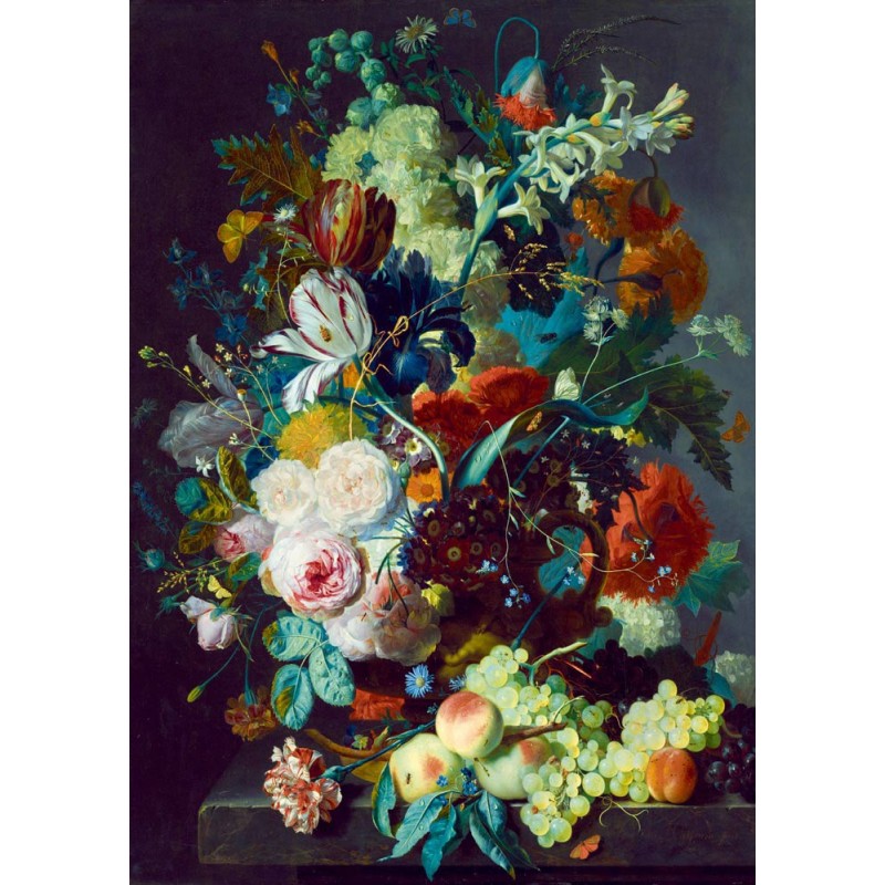 Puzzle 1000 piese Bluebird Puzzle - Jan van Huysum: Still Life with Flowers and Fruit, 1715 (Art-by-Bluebird-F-60291)