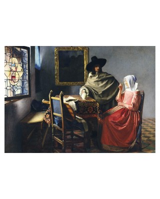 Puzzle 1000 piese Bluebird Puzzle - Johannes Vermeer: The Glass of Wine, 1661 (Art-by-Bluebird-F-60322)