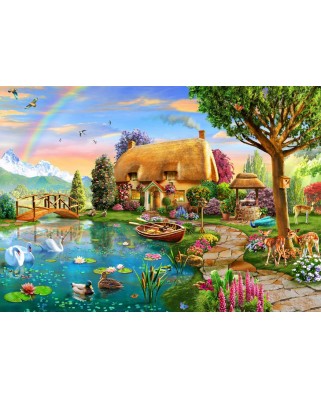 Puzzle 2000 piese Bluebird Puzzle - Adrian Chesterman: Lakeside Cottage (Bluebird-Puzzle-F-90007)