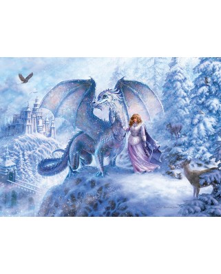 Puzzle 350 piese XXL Cobble Hill - Ice Dragon (Cobble-Hill-54645)