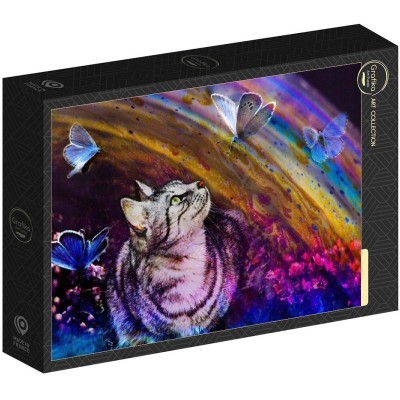 Puzzle 500 piese Grafika - Cat and Butterflies... 2