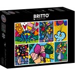 Puzzle 2000 piese Bluebird - Romero Britto: Collage:Flowers (Bluebird-Puzzle-F-90023)