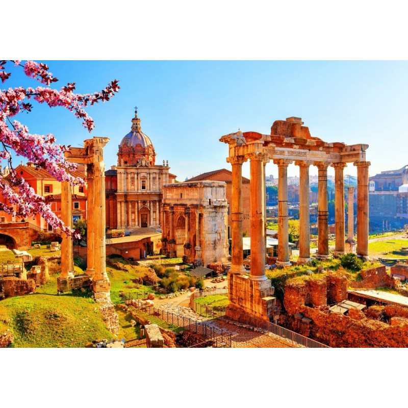 Puzzle 1000 piese Bluebird - Roman Ruins in Spring, Italy (Bluebird-Puzzle-F-90262)