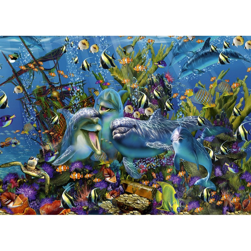 Puzzle 1000 piese Alipson Puzzle - Dolphins Treasure Ship (Alipson-Puzzle-50032)