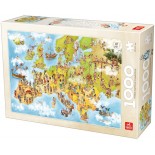 Puzzle 1000 piese D-Toys - Cartoon Collection - Map of Europe (Deico-Games-76120)