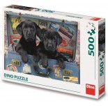 Puzzle 500 piese Dino - Puppies in a Trunk (Dino-50258)