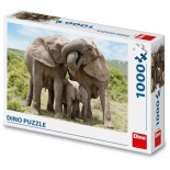 Puzzle 1000 piese Dino - Elephant Family (Dino-53295)