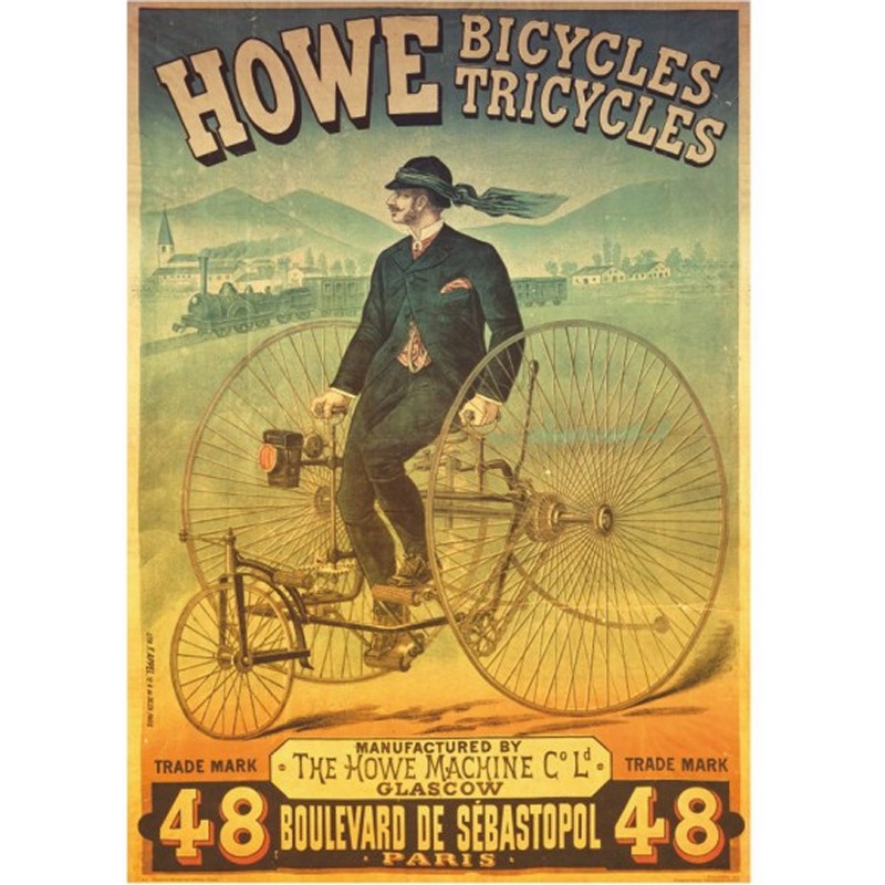 Puzzle 1000 piese D-Toys - Vintage Posters : Howe Tricycles (Dtoys-67555)