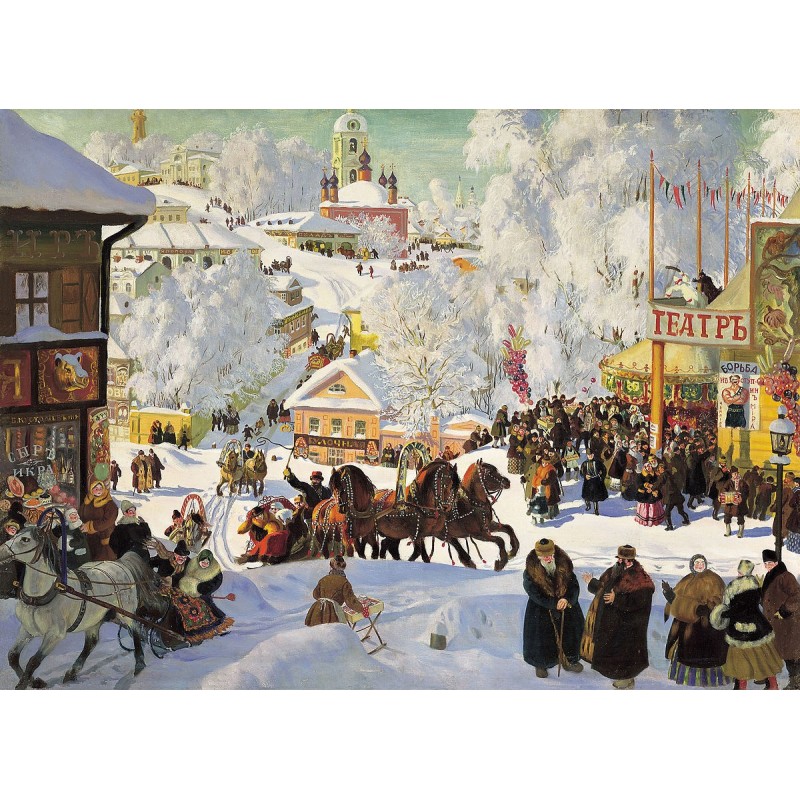 Puzzle 1000 piese D-Toys - Boris Kustodiev - Maslenitsa (Dtoys-73846)