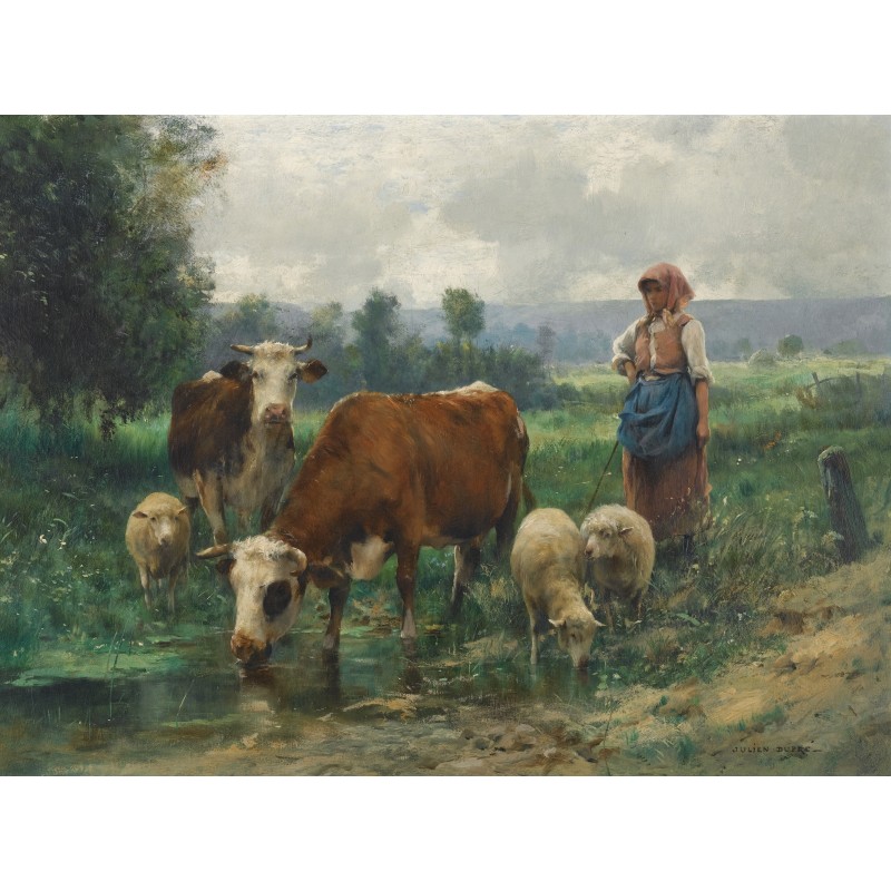 Puzzle 1000 piese D-Toys - Julien Dupre: A Shepherdess with her Flock (Dtoys-74164)